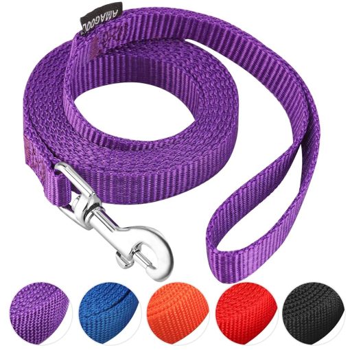 AMAGOOD 6 FT Puppy/Dog Leashes, Strong Traditional Style Leash with Easy to Use Collar Hook,Dog Lead Great for Small and Medium and Large Dog (5/8in x 6 ft, Purple)