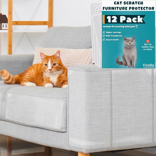 Anti Cat Scratch Furniture Protector, 12 Pack, Cat Couch Protector, Couch Protector for Cats, Furniture Protectors from Cats, Couch Cat Scratch Protector 12 Pack + 52 Twist Pins