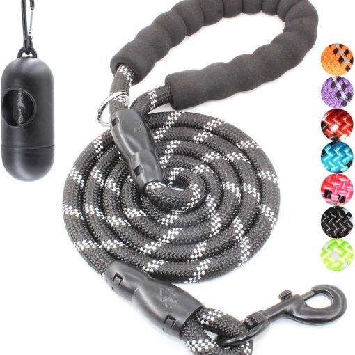 BAAPET 2/4/5/6 FT Dog Leash with Comfortable Padded Handle and Highly Reflective Threads for Small Medium and Large Dogs (6FT-1/2'', Black)