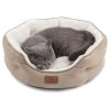 Bedsure Dog Beds for Small Dogs - Round Cat Beds for Indoor Cats, Washable Pet Bed for Puppy and Kitten with Slip-Resistant Bottom, 20 Inches, Camel