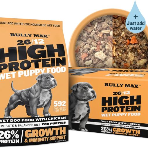 Bully Max Wet Puppy Food - Instant Fresh Dehydrated High Protein Soft Dog Food with Chicken - Healthy Growth for Small & Large Breed - 20 Dry Dog Food Pounds (Makes 55 lbs. Wet...
