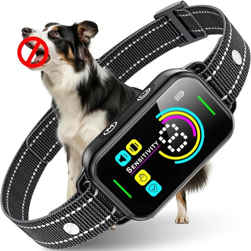 DINJOO Bark Collar, Dog Bark Collar for Large Medium Small Dogs,Smart Bark Collar,Rechargeable Anti Barking Training Collar with 8 Adjustable Sensitivity,Bark Shock Collar with...