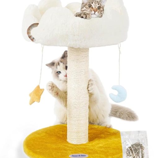Happi N Pets Cloud Cat Tree, Cat Scratching Post with Bed, Cat Tree Tower for Indoor Cats, Sisal Cat Scratcher with Soft Perch for Kitten & Adult Cats, Small Cat Tower with...