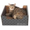 Hide & Scratch Heavy Duty Cardboard Cat Scratcher Box and Cat Bed with Refillable Double-Sided Cardboard Scratch Pad for Indoor Cats