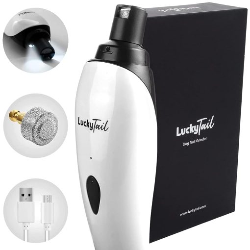 LuckyTail Pet Nail Grinder for Dogs and Cats - Super Quiet and Low Vibration Electric Dog Nail Grinder with 2 LED Lights - USB Rechargeable and Cordless - 2 Speeds - Small to...