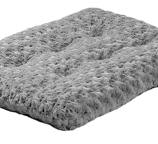 MidWest Homes for Pets Deluxe Dog Beds Super Plush Dog & Cat Beds Ideal for Dog Crates Machine Wash & Dryer Friendly, 1-Year Warranty, Gray, 24-Inch