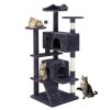 Sweetcrispy 54-Inch Cat Tree Tower – Multi-Level with Sisal Scratching Post, Perfect Pet Gift, Indoor Condo with Climbing Ladder, Plush Toy, and More Animal Stuff, Grey
