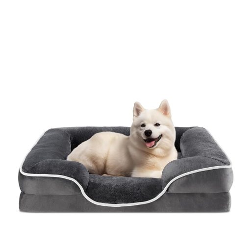 Sweetcrispy Orthopedic Dog Bed, Memory Foam Puppy Sleeping Sofa for Medium Pets with Washable Removable Cover Non-Slip Base Waterproof Liner Egg Crate for Improved Sleep, Grey,...