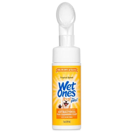 Wet Ones for Pets Antibacterial Dog Paw Cleaner with Built-in Scrubber Brush - Foaming Cleanser for Dog Paws - Paw Washer & Grooming Care - Dog Cleaning Supplies - Tropical...