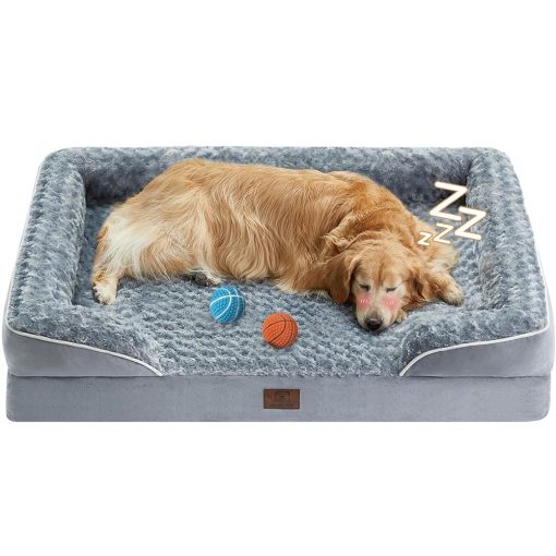 WNPETHOME Dog Beds for Large Dogs, Washable Dog Bed, Bolster Dog Sofa Bed with Waterproof Lining & Non-Skid Bottom, Orthopedic Egg Foam Dog Couch for Pet Sleeping, Pet Bed for...