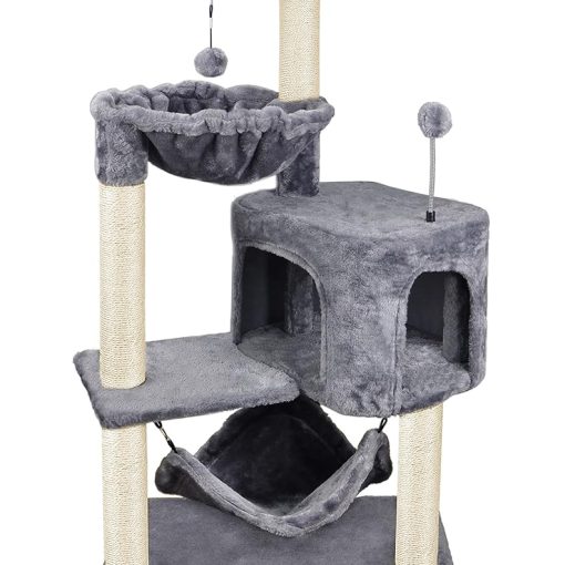 YUNIQUE Cat Tree with Cat Condo and Big Hammock, Grey