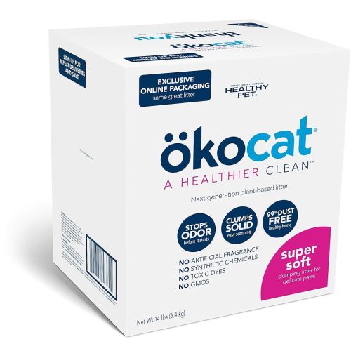ökocat Super Soft Wood Clumping Cat Litter, Unscented,14 pounds - Natural Ingredients, Stops Odor, Clumps Solid, 99% Dust Free, Great for All Cats, Sensitive Paws, Kittens