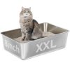Stainless Steel Cat Litter Box,XXL Metal Litter Box for Big Cats 8IN Deep, Metal Pet Toilet Easy to Clean,High Sided Litter Boxes-Cat Litter Pan for Adult Cats,Non Stick, No Smell