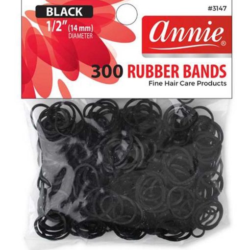 Annie 300 Rubber Bands Small One Size 1/2' Black