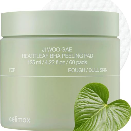 celimax Ji.Woo.Gae Heartleaf BHA Peeling Pad | with Heartleaf Extract, Exfoliating Toner Pads, Facial Peels, Hydrating, for Troubled Skin & Breakouts (60 Pads)