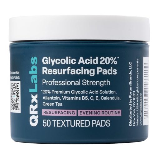 Glycolic Acid 20% Resurfacing Pads for Face & Body with Vitamins B5, C & E, Green Tea, Calendula, Allantoin - Exfoliates Surface Skin and Reduces Appearance of Fine Lines and...
