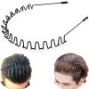 Metal Hair Band for Men Headband Women Bands Unisex Black Wavy Spring Outdoor Sports Headbands Men's Hoop Clips Accessories Simple Elastic Non Slip Head Headwear