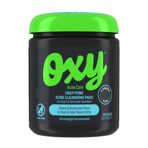 Oxy Deep Pore Acne Facial Cleansing Pads, Maximum Strength 2% Salicylic Acid Stubborn Acne Treatment, Fights Breakouts, Exfoliates, Unclogs Pores, Treats Blackheads,...