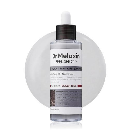 Peel Shot Glow Black Rice Peeling Ampoule, Soft Exfoliating Face and Body Scrub Dead Skin Cells, Blackheads Remover for All Skin Types, 80ml